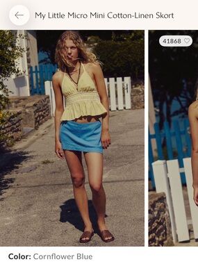 Free People Cornflower Blue Mini Skort